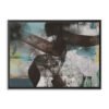 abstract calligraphy wall art canvas with bold strokes and textured teal tones