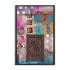 abstract door wall art canvas with geometric patterns and textured layers