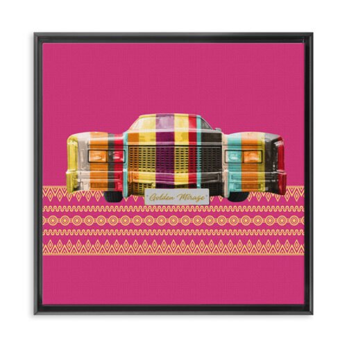 pop art car wall art canvas with colorful vintage car and bold patterns